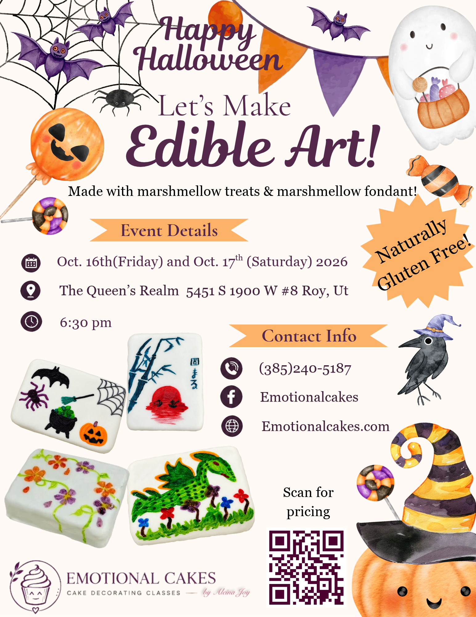 Halloween Let's Make Edible Art class flyer